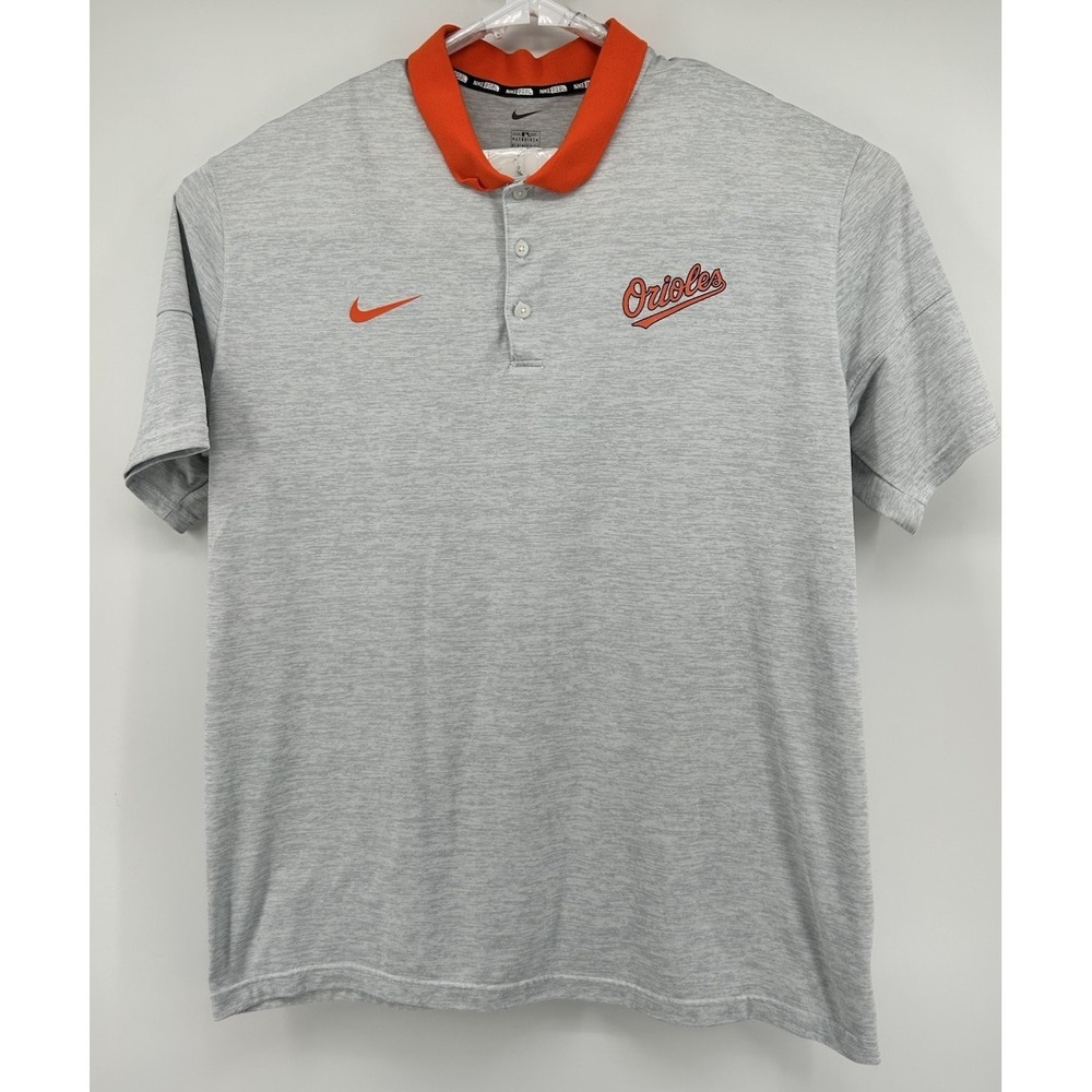 Nike BSBL Baltimore Orioles MLB Short Sleeve Polo Shirt Grey With Orange 2XL